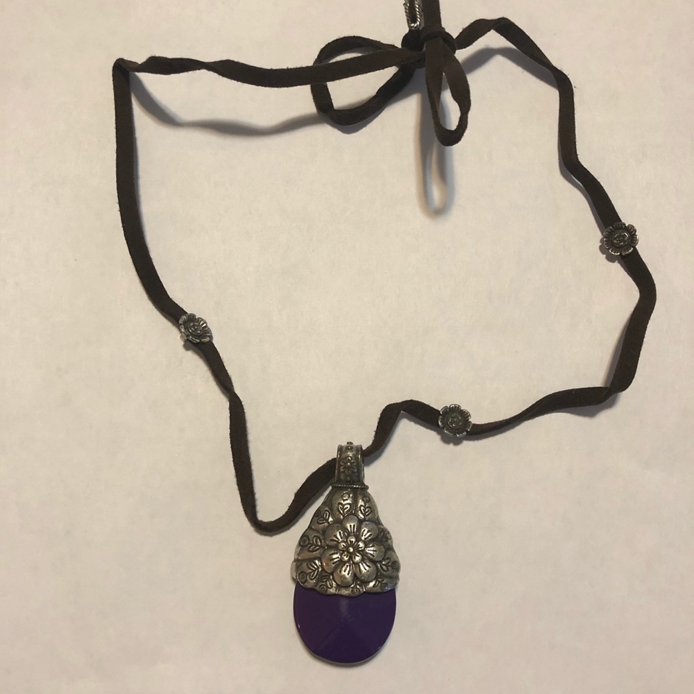Lucky Brand Purple Gem Pendant Necklace